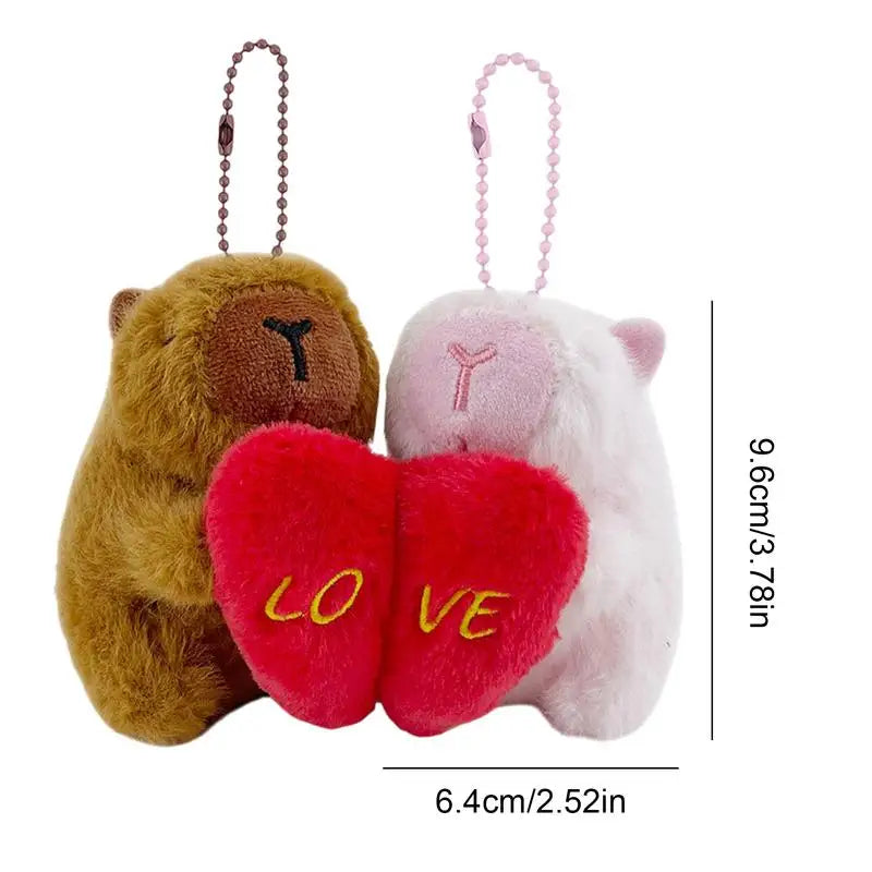 Valentine's Day Keychains Heart Matching Magnetic Keychain Capybara Doll Pendant Cute Accessories Capybara Plushie 2 Pieces Love