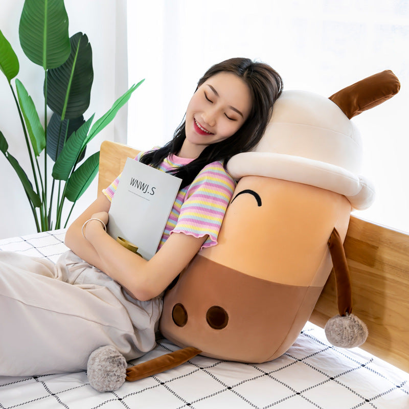 Simulation Milk Tea Cup Cute Expression Pillow Plush Toys - Plushy Mart