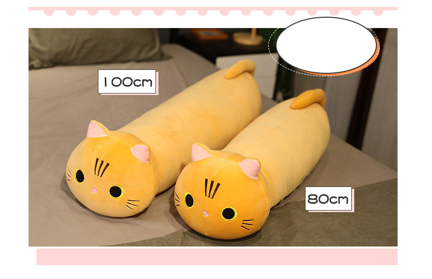 Large Size Cartoon Cat Plush Toys Stuffed Cloth Doll Long Animal Pillow Cushion - Plushy Mart