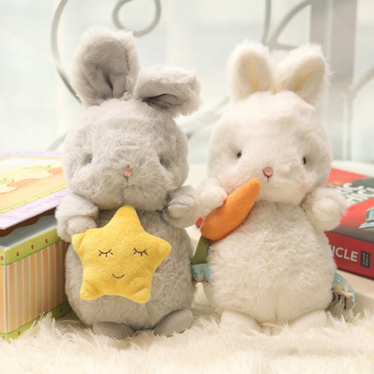 Cute Fluffy Bunny Plushies Stuffed Soft Baby Appease Toy Long Plush Hug Star Carrot Rabbit - Plushy Mart