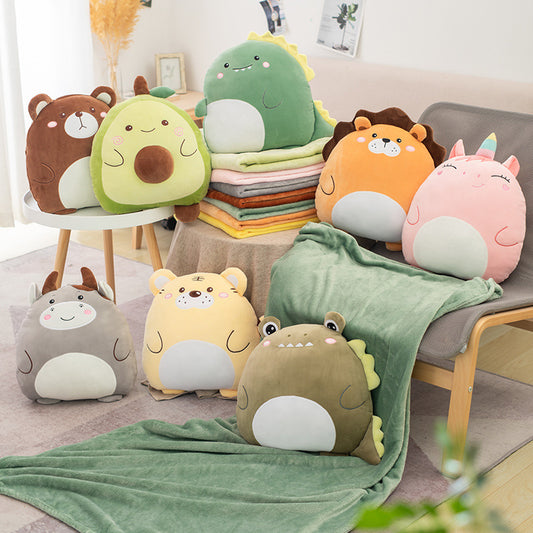 Cartoon Dinosaur Lion  Plush Pillow Blanket Dual-use Cute Girl Sleeping Pillow Cushion - Plushy Mart