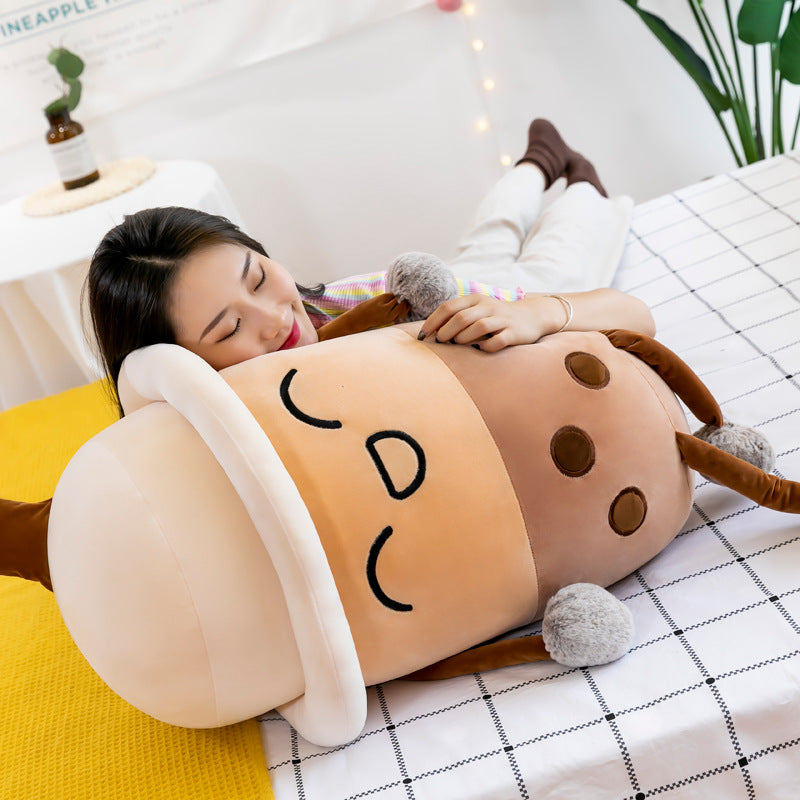 Simulation Milk Tea Cup Cute Expression Pillow Plush Toys - Plushy Mart