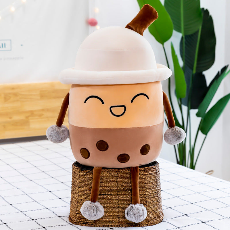 Simulation Milk Tea Cup Cute Expression Pillow Plush Toys - Plushy Mart