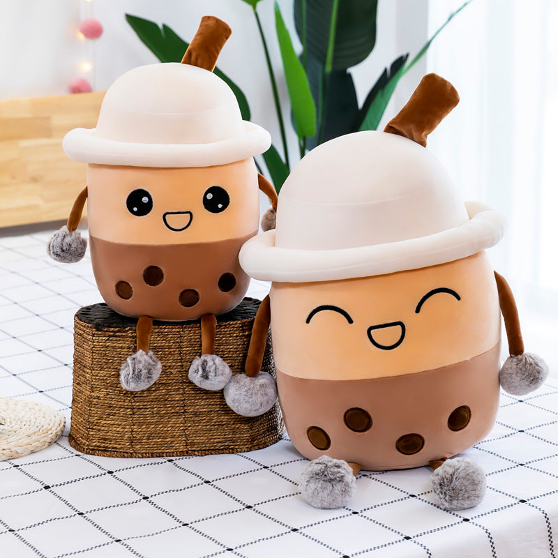 Simulation Milk Tea Cup Cute Expression Pillow Plush Toys - Plushy Mart