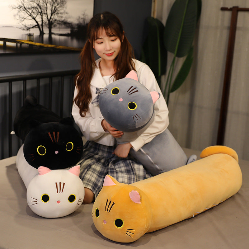 Large Size Cartoon Cat Plush Toys Stuffed Cloth Doll Long Animal Pillow Cushion - Plushy Mart