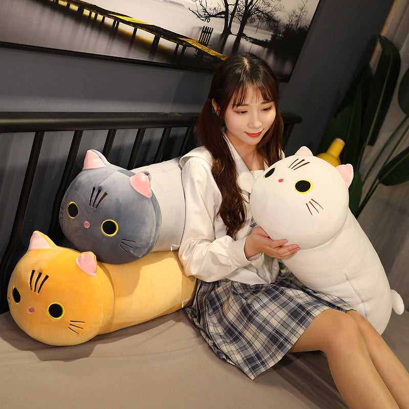 Large Size Cartoon Cat Plush Toys Stuffed Cloth Doll Long Animal Pillow Cushion - Plushy Mart