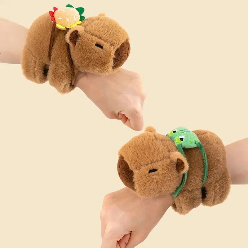 New Lovely Kawaii Capybara Animal Slap Snap Wrap Wristband Bracelet Capybara Plush Hand Ring Wristband Kid Toys Birthday Present