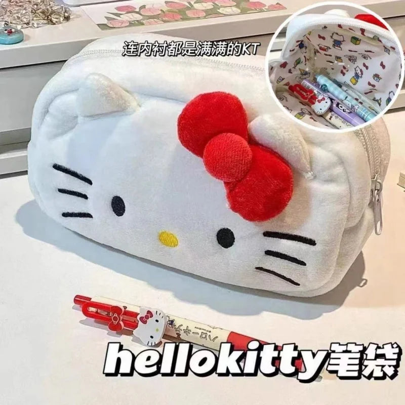 Sanrio Hello Kitty Plush Storage Bag Cosmetic Bag Pencil Case Hello Kitty Pencil Bag Plush Storage Bag Sanrio Accessories New