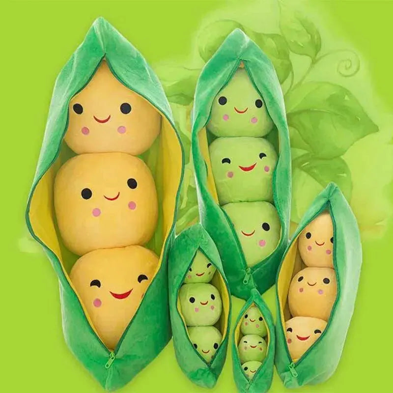 25CM Cute Children's Baby Plush Peas Filled Plant Doll Toy Children Kawaii Quality Pea-shaped Pillow Toy Boy Girl Gift