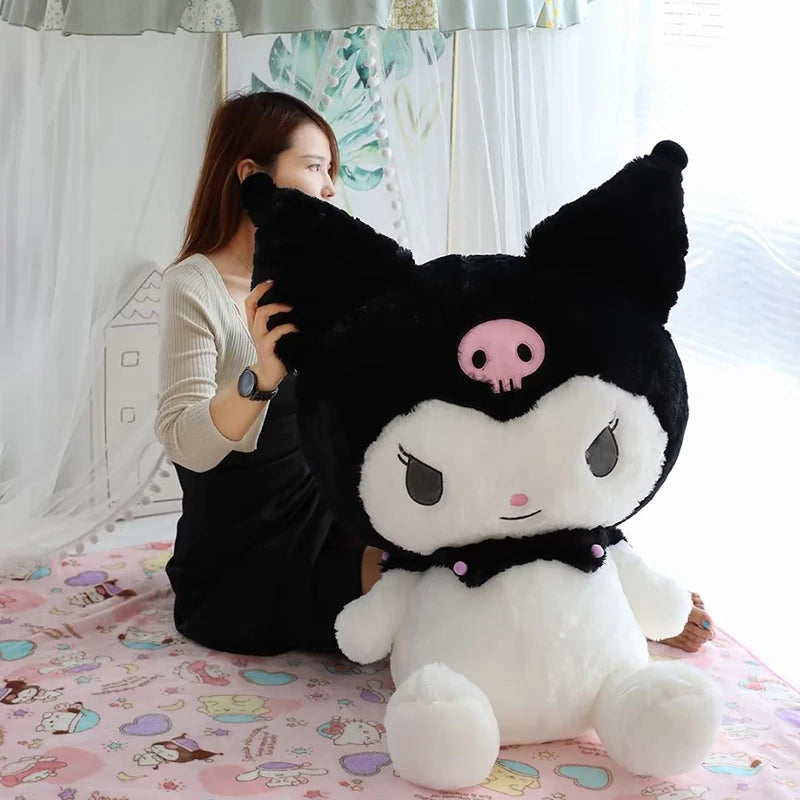 Big Size Sanrio Kuromi Plush Toys Kawaii Stuffed Kuromi Plush Doll Anime Cartoon Ragdoll Dol Home Decor Girls&kids Kid Gift