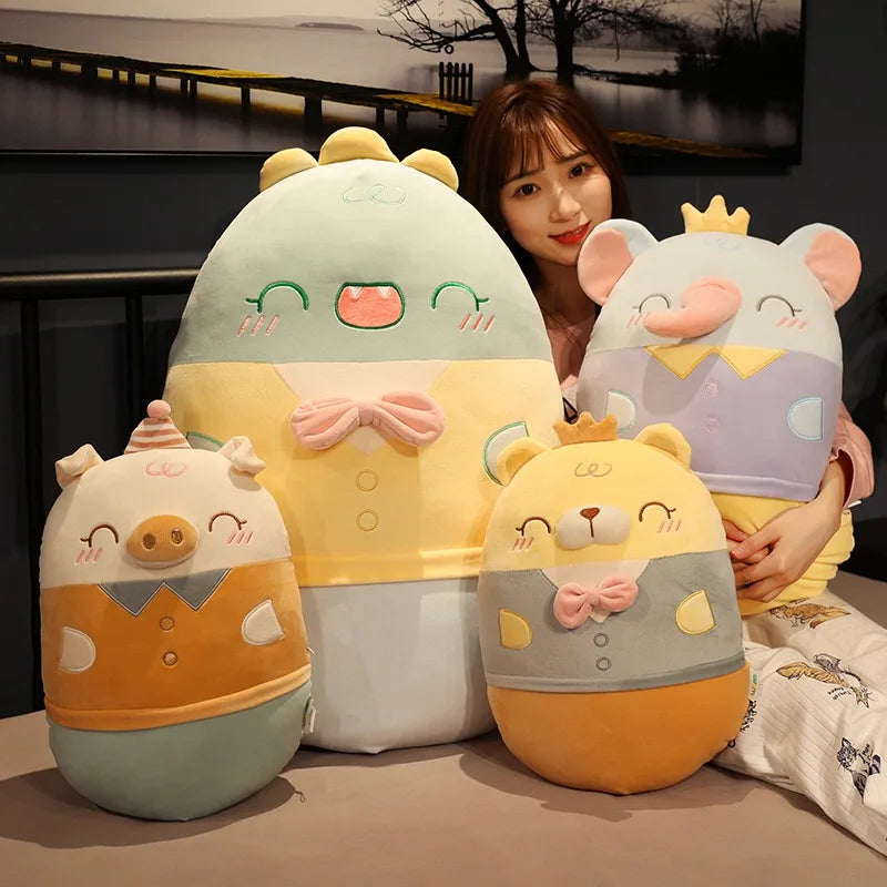 High Quality Dress Suit Dinosaur&Elephant&Piggy&Bear Plush Fat Pillow Soft Cartoon Animals Stuffed Doll Kawaii Cushion Gift