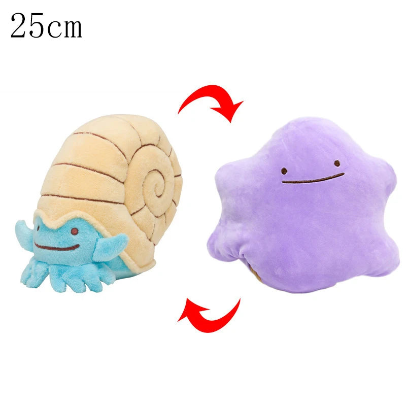 Pokemon Double Sided Ditto Flip Reversible Plush Toy Cartoon Image Expression Eevee Lapras Snorlax Gengar Stuffed Doll Gift