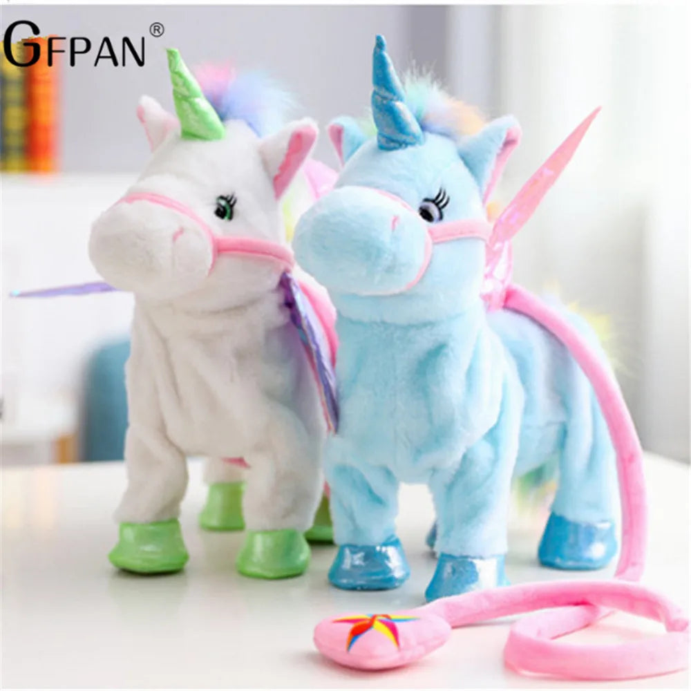 Hot Toy 1pc Electric Walking Unicorn Plush Toy Stuffed Animal Toy Electronic Music Unicorn Toy for Children Christmas Gifts