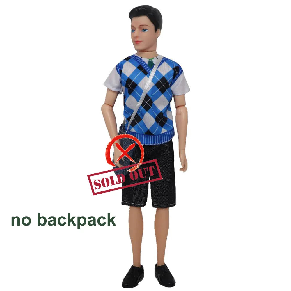 1 Set Ken Doll Cloth Fashion Daily Wear Student Suit With Backbag Schoolbag Male Doll Clothes 1/6 Ken Clothes Doll Accessories