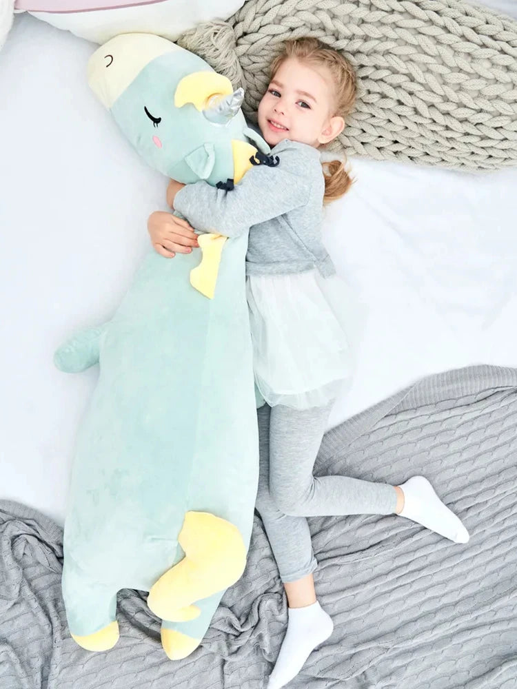 Hug Pillow Pink Unicorn Plush Toy Giant Stuffed Animal Soft Long Pillow Sleepig Unicorn Blue Appease Doll For Kids Girl Gifts