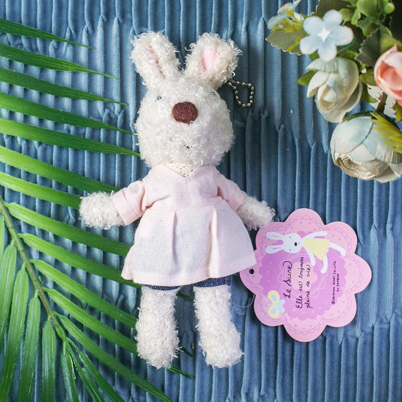 1PC 18cm Cute Rabbit Plush Keychain Toys Mini Bunny Bag Pendants Stuffed Animals Dressing Rabbits Bear Doll for Girls Gift