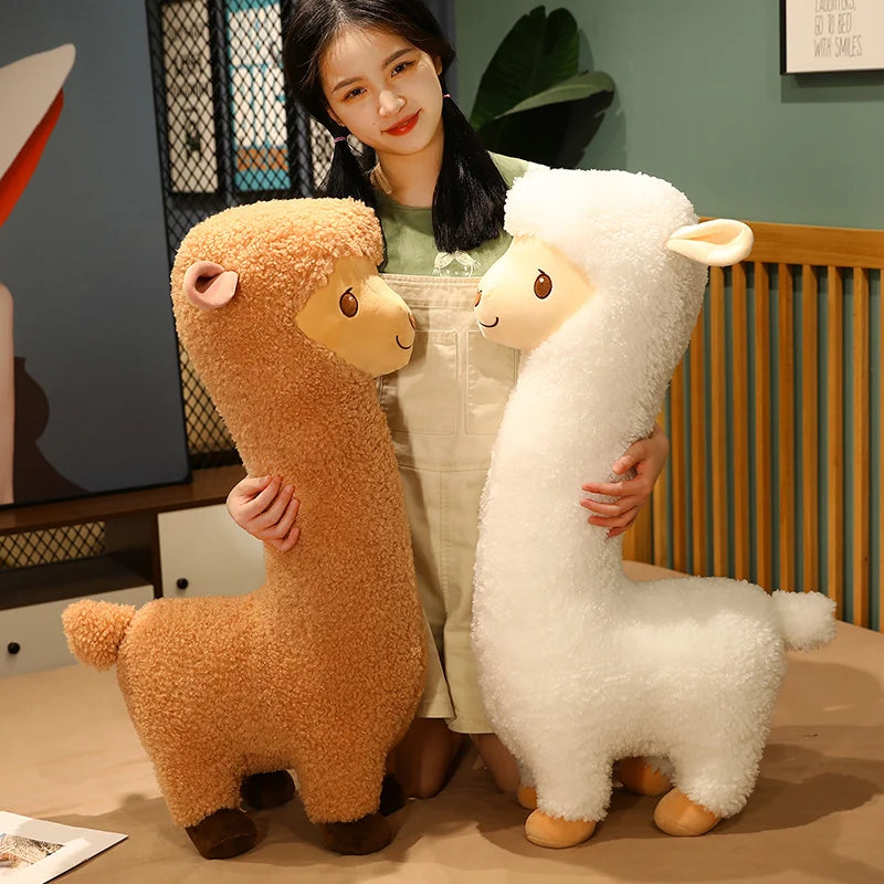 33/53cm White&Brown Alpaca Plush Doll Baby Cute Animal Doll Soft Cotton Stuffed Doll Home Soft Toys Sleeping Stuffed Plush Toys