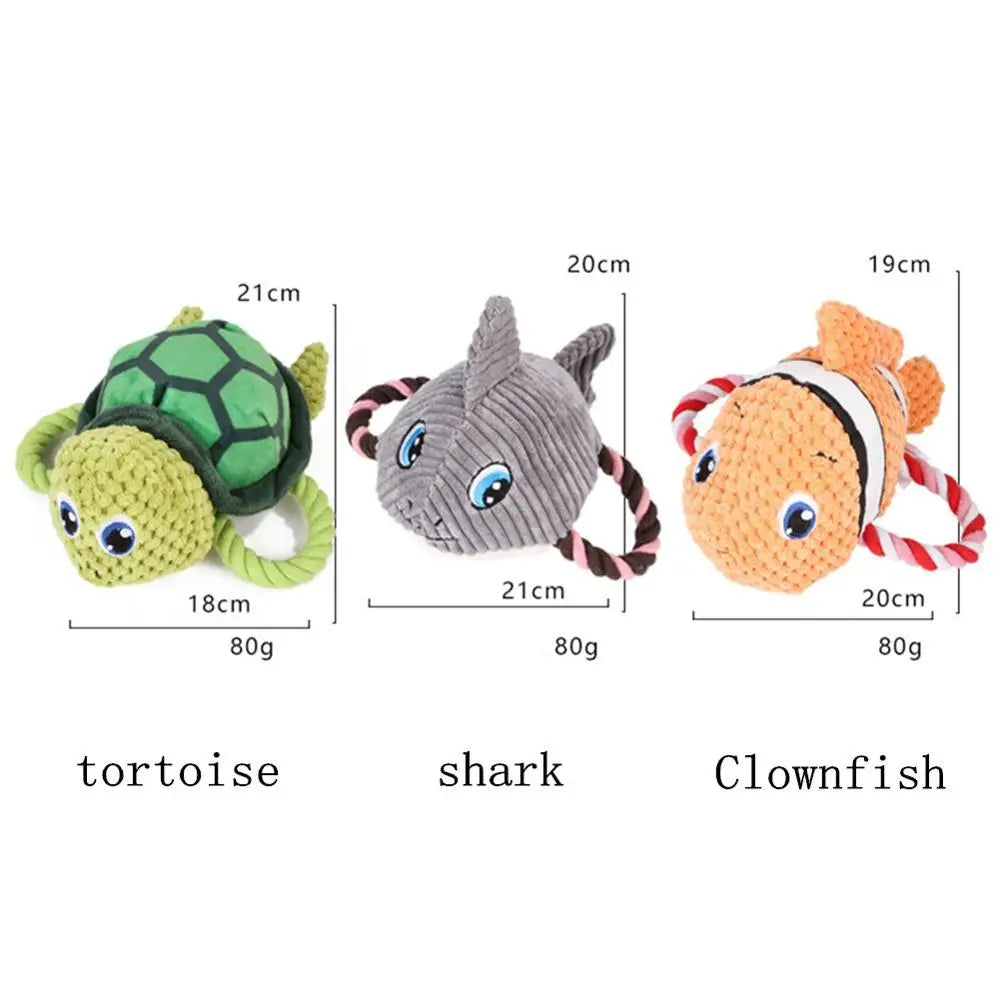 Dog Chew Toys Pet Puppy Squeaky Toy Cute Shark Toys Stuffed Squeaking Animals Plush Tortoise Training Chewing Toys Pet Supplies