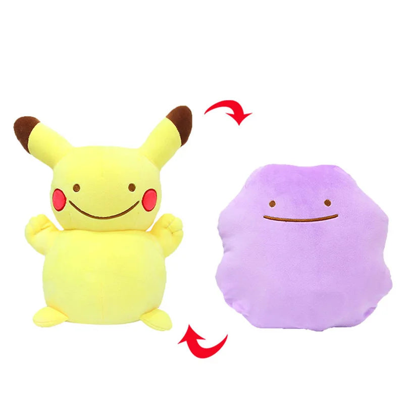 Pokemon Double Sided Ditto Flip Reversible Plush Toy Cartoon Image Expression Eevee Lapras Snorlax Gengar Stuffed Doll Gift