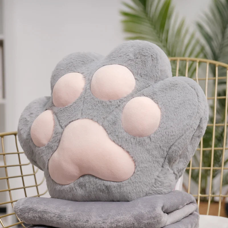 Kawaii Animal Bear Paw Pillow Cute Stuffed Cat Paw Hand Warmer Plush Blanket Home Chair Decor Children Gift