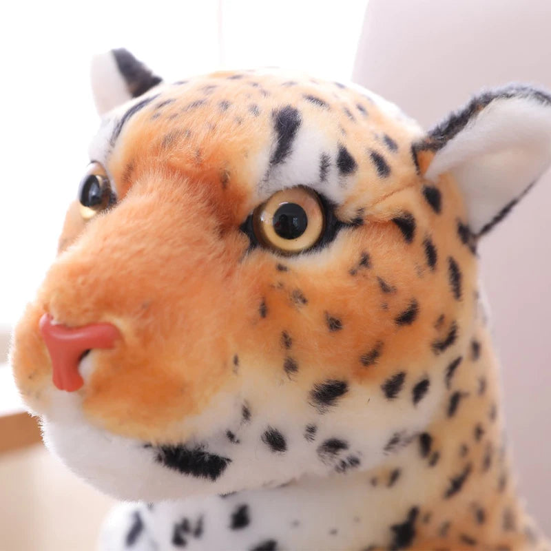 Huge Lifelike Tiger Leopard Plush Toys Stuffed Soft Wild Animals Simulation White Tiger Jaguar Doll  Birthday Gifts