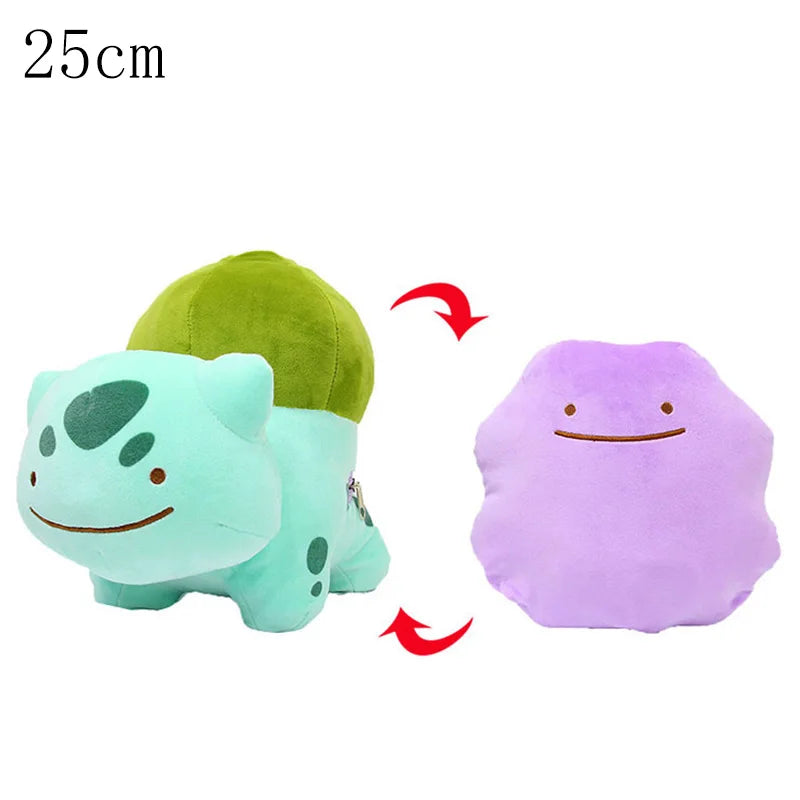 Pokemon Double Sided Ditto Flip Reversible Plush Toy Cartoon Image Expression Eevee Lapras Snorlax Gengar Stuffed Doll Gift