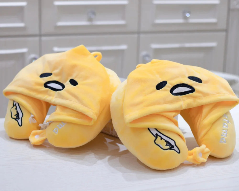 New Style Japanese Anime Cute Egg Yolk Plush Toys  Travel Pillow Shoulder Pad Portable U-shaped Headrest Long Trip  Girl Gift