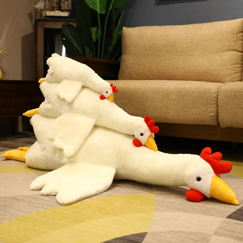 Giant Wings Yellow/White Chickens Plush Toy Stuffed Animal Cock Doll Sleep Long Cushion Boyfriends Pillow Birthday Gift