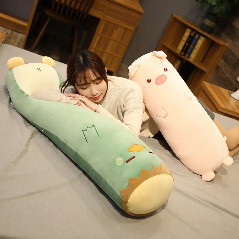 Cartoon Animal Dinosaur Pig Rabbit Bear Husky Duck Plush Toys Stuffed Soft Long Sleep Pillow Doll Cushion Kids Girls Gift