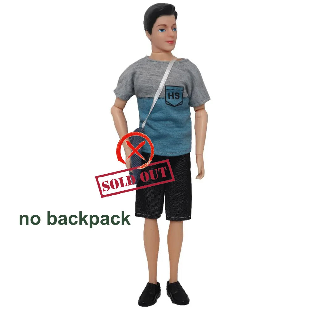 1 Set Ken Doll Cloth Fashion Daily Wear Student Suit With Backbag Schoolbag Male Doll Clothes 1/6 Ken Clothes Doll Accessories