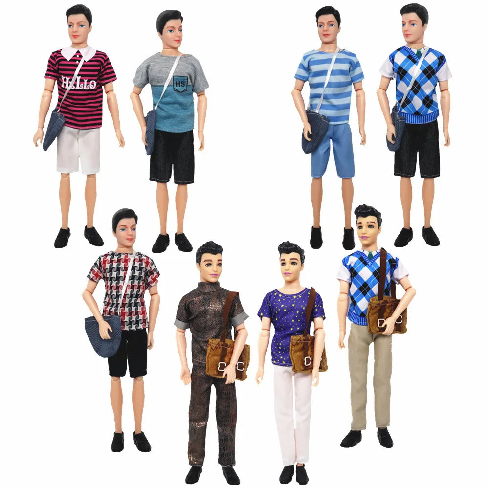 1 Set Ken Doll Cloth Fashion Daily Wear Student Suit With Backbag Schoolbag Male Doll Clothes 1/6 Ken Clothes Doll Accessories