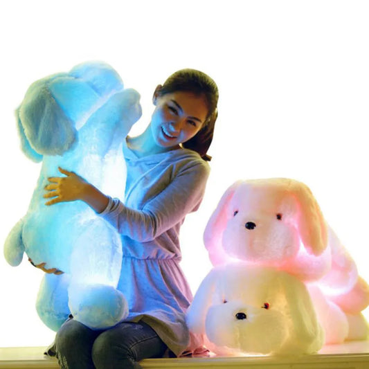 50/35cm Hot Sale Colorful Luminous Dog LED Light Plush Pillow Cushion Kids Toy Stuffed Animal Doll Birthday Gift for Child