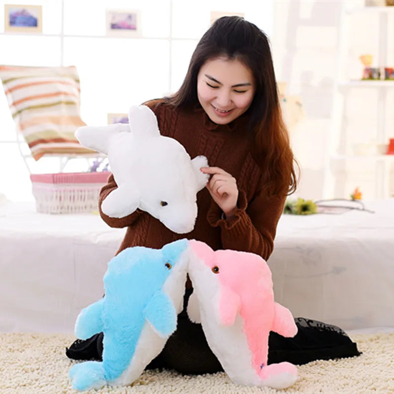 45cm Creative Luminous Plush Dolphin Doll Glowing Pillow