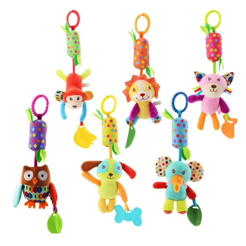 Good Quality Newborn Baby Rattles Plush Stroller Cartoon Animal Toys Baby Mobiles Hanging Bell Educational Baby Toys 0-24 Months