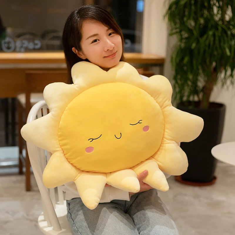 45/60/70cm Kawaii SUN car cushion Stuffed Pillow Soft Cushion Lovey Smile Cloud  Plush Toys For Children Baby Kids Girl Gift