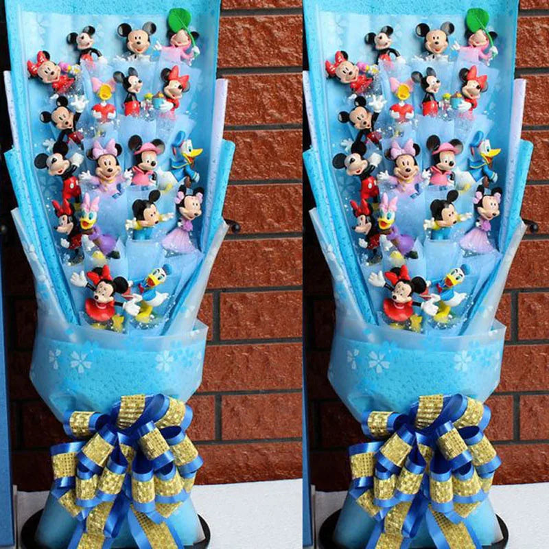 Disney Doll Mickey Minnie Mouse Cartoon Flower Bouquet Lilo Stitch Donald Duck Daisy Plush Toy Bouquet Birthday  Valentine Gift