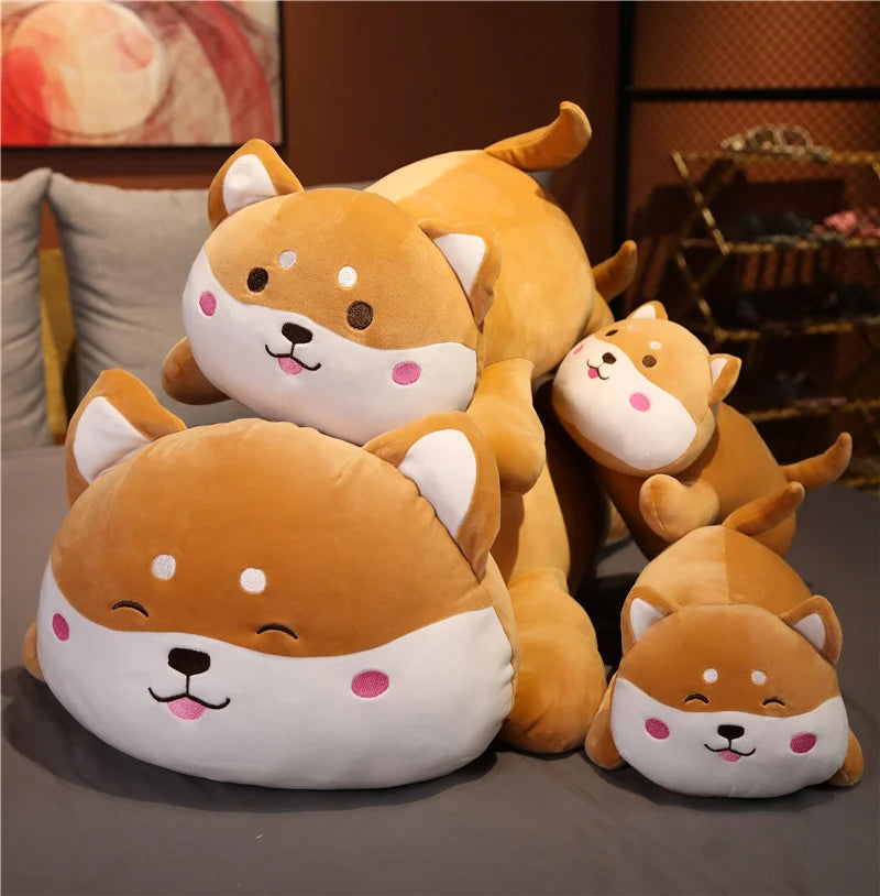 40-100cm Cute Lying Akita Dog Plush Toy Stuffed Soft Animals Shiba Inu Chai Dog Sleep Doll Pillow Kawaii Toys Gift for Children