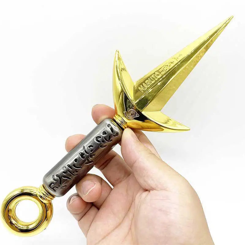 25cm Naruto Ninja Japanese Anime Peripheral Yellow Lightning Namikaze Minato Flying Thunder God Kunai Weapon Model Metal Toys