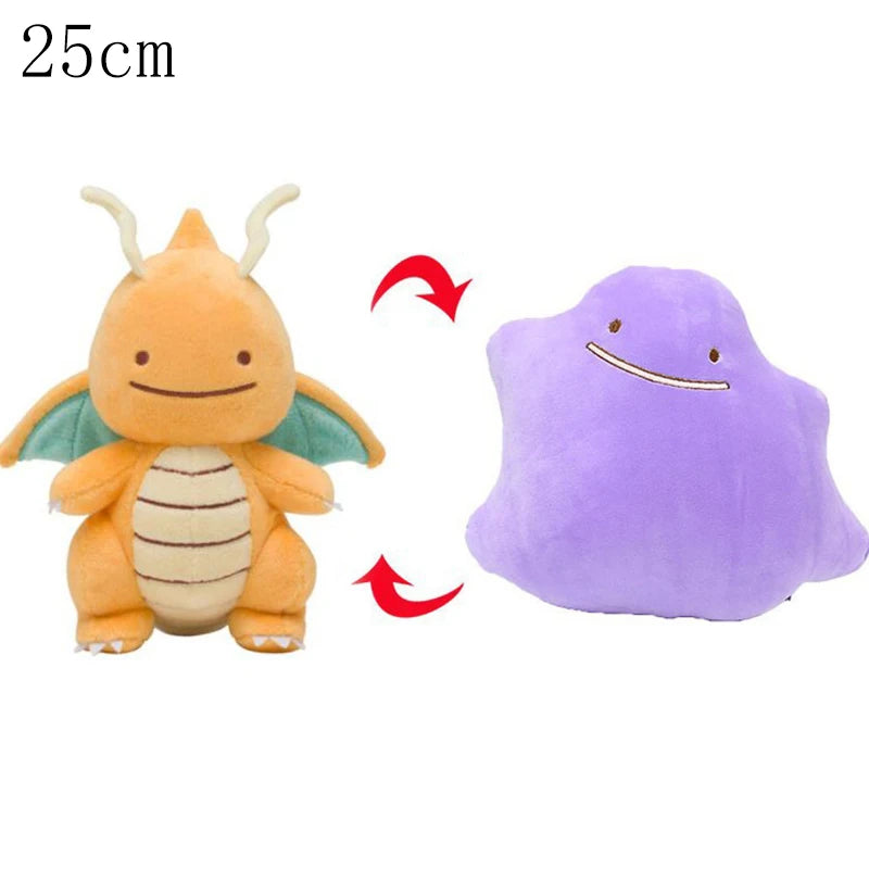 Pokemon Double Sided Ditto Flip Reversible Plush Toy Cartoon Image Expression Eevee Lapras Snorlax Gengar Stuffed Doll Gift