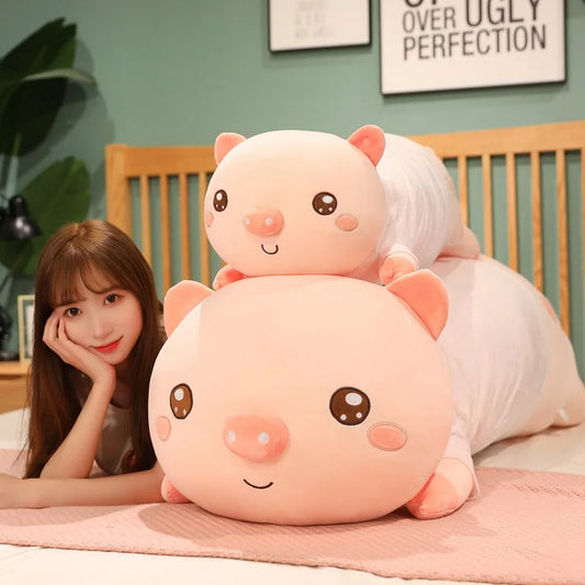 Fat Lucky Heart Pink Piggy Plush Toy Animals Soft Stuffed Cartoon Doll Accompany Sleeping Pillow Back Cushion Valentine's Gift