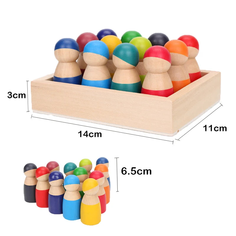 Wooden Rainbow Blocks Da Vinci Bridge Grimms Balls Rainbow Stackers Baby Stacking Game Wood Rainbow Stackers for Kids Montessori