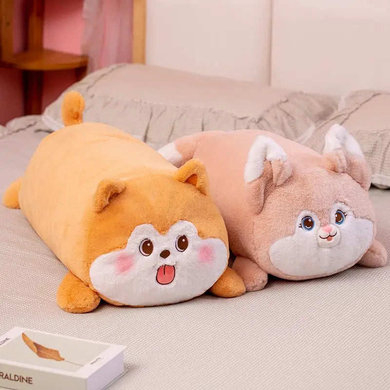 60cm Squish Pig&Fox&Dog&Rabbit Stuffed Doll Lying Plush Piggy Toy Animal Soft Plushie Pillow Cushion Kids Baby Comforting Gift