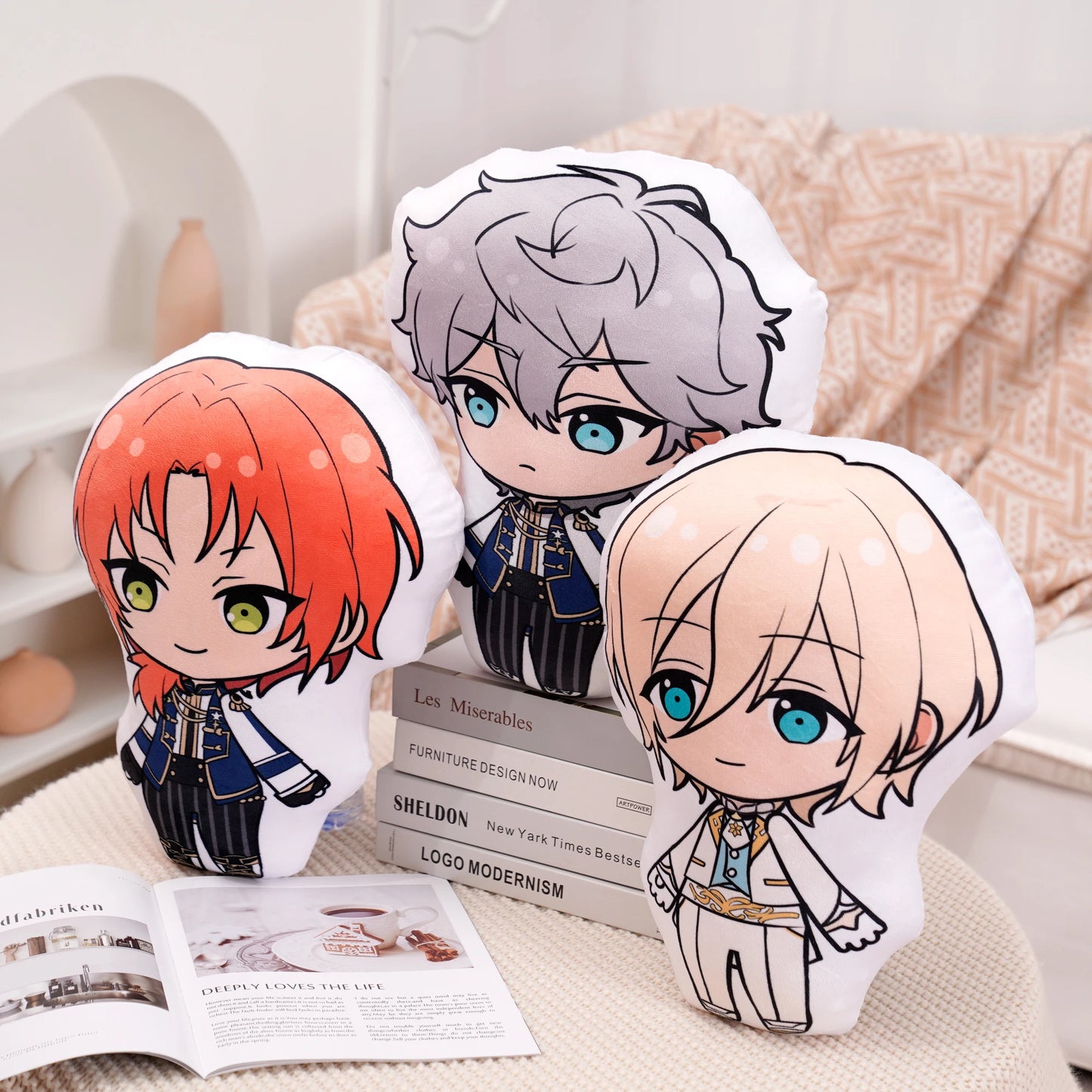 45cm Ensemble Stars Cartoons Anime Plush Toy Eichi Sakuma Rei Throw Pillow Cosplay Sofa Cushion Double-sided Printing Girl Fans