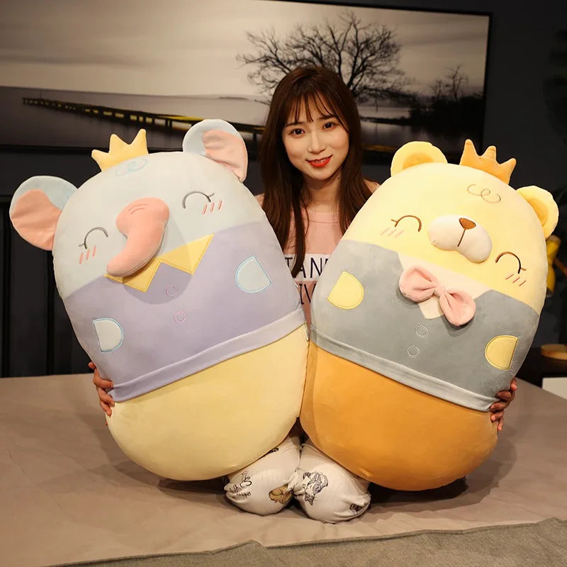 High Quality Dress Suit Dinosaur&Elephant&Piggy&Bear Plush Fat Pillow Soft Cartoon Animals Stuffed Doll Kawaii Cushion Gift