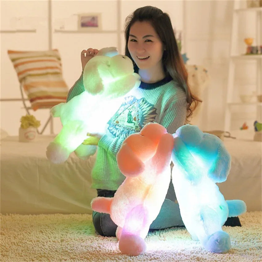 50/35cm Hot Sale Colorful Luminous Dog LED Light Plush Pillow Cushion Kids Toy Stuffed Animal Doll Birthday Gift for Child