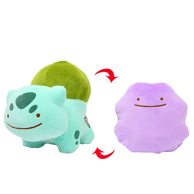 Pokemon Double Sided Ditto Flip Reversible Plush Toy Cartoon Image Expression Eevee Lapras Snorlax Gengar Stuffed Doll Gift