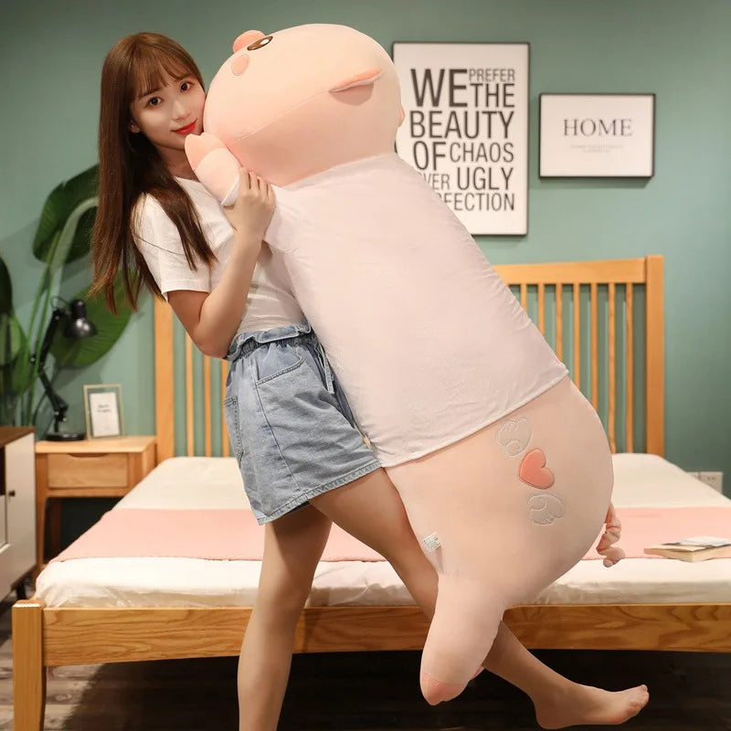 Fat Lucky Heart Pink Piggy Plush Toy Animals Soft Stuffed Cartoon Doll Accompany Sleeping Pillow Back Cushion Valentine's Gift