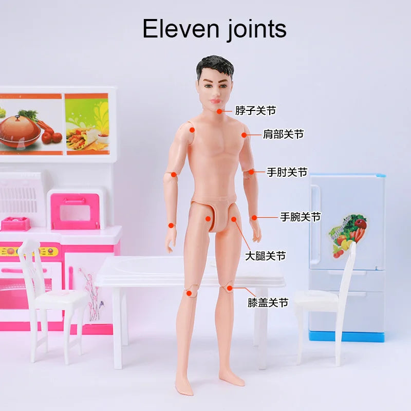 30cm Ken Doll Moveable Jointed Nude Doll Boyfriend Ken Male Man Naked Dolls Accessories