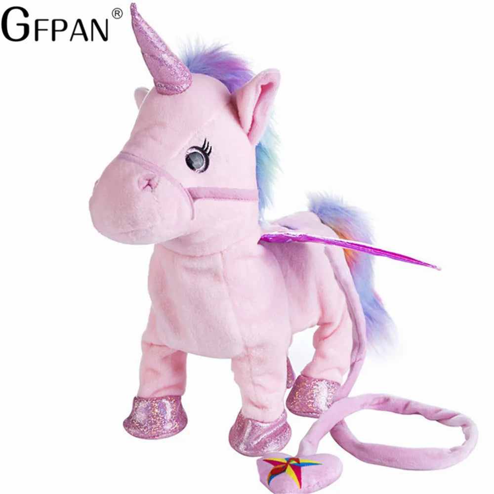 Hot Toy 1pc Electric Walking Unicorn Plush Toy Stuffed Animal Toy Electronic Music Unicorn Toy for Children Christmas Gifts