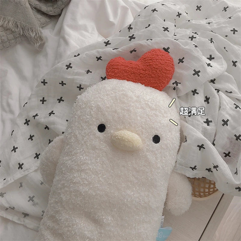 42cm Chick Pillow Plush Toys Funny Chicken Sofa Cushion Stuffed Animal Plushies Appease Doll Birthday Gifts For Kids Girl White